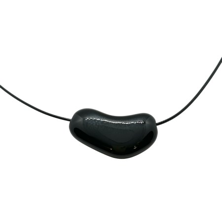 necklace robe black with black enamel heart 